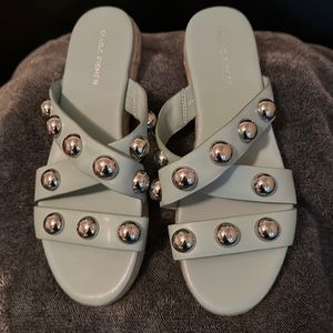 Marc Fisher sea green large stud sandals size 9M, never worn